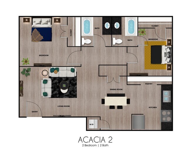 2 Beds • 1 Bath 078 floor plan